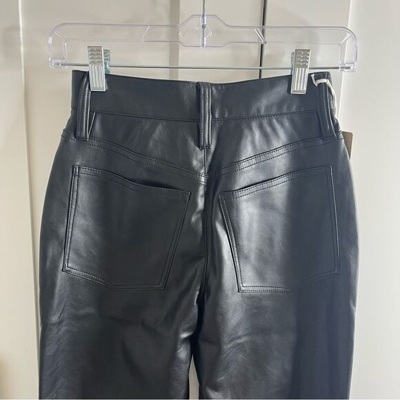 Madewell The Perfect Vintage Straight Jean Faux‎ Leather Edition Black sz 23 NWT - Picture 10 of 13